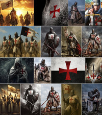 Gro&szlig;es A0 Tempelritter Christlicher Kreuzzug Jesus Christus Wandbild Poster Flagge