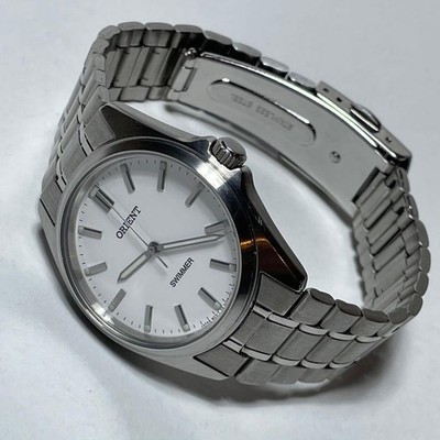 ORIENT SWIMMER Watch Men's Quartz Stainless Steel Bracelet White Dial 35mm