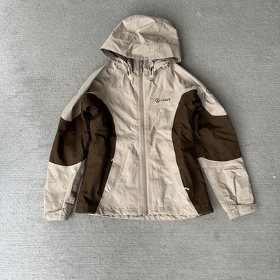 Aigle Women s Hooded Outdoor Hiking Jacket Beige Brown Size L Waterproof Style