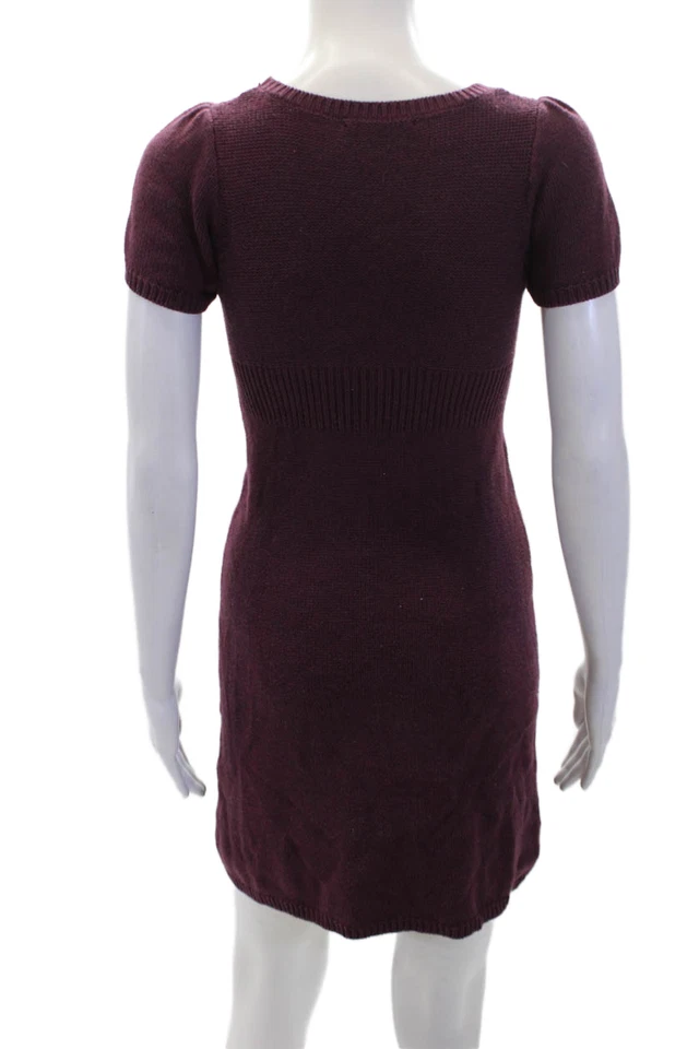 Bonpoint Girls Wool Knit Blend Round Neck Short Sleeve Dress Purple Size XS - Image 3 of 4