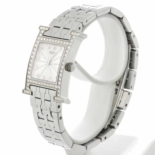 HERMÈS OROLOGIO HERMES HH1 230 H LUNETTA DIAMANTE BRACCIALE DONNA OROLOGIO DA POLSO ARGENTO QUARZO