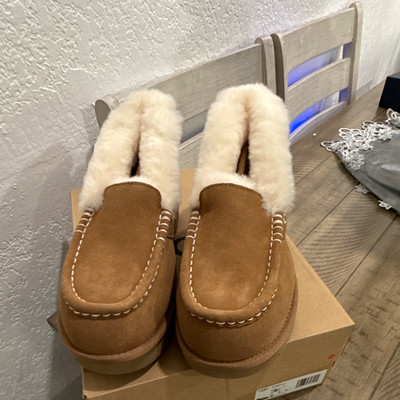 UGG Ansley Parc Women s Suede Shearling Lined Moccasin Slipper Brown 8 EU39