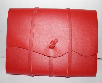 New, ECCOLO, red, soft leather cover, journal, notebook, stationery item. ITALY.