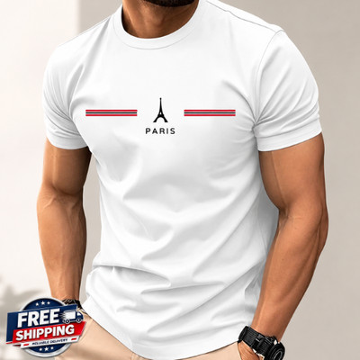 Camiseta Elegante Con Estampado De Letras Para Hombre Camisa Moda Vintagecasual