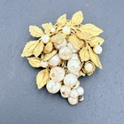 Vintage Miriam Haskell Baroque Simulated Pearl Brooch Pin Antiqued Gold Tone