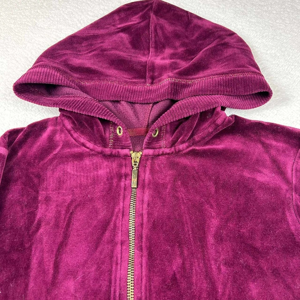 VTG Style & Co Women's Soft Velour Burgundy Zip Up Track Jacket Hoodie Size S - Image 3 of 4