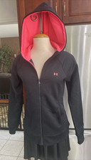 Under Armour Storm Women's SZ S Black NEON Pink Logo Zip Up HOODIE BREAST CANCER