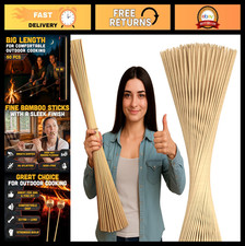 50 Pcs Extra Long 36" Bamboo Skewers - Thick 5mm Sticks for S'mores, BBQ, Crafts