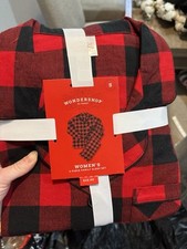 Women's Buffalo Check Plaid Flannel Pajama Set S Small Black/Red Wondershop