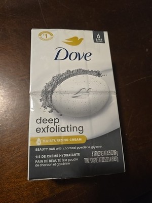 Dove Deep Exfoliating Charcoal Soap Bars Soft Smooth Skin Essentials 6 Ct (C017)