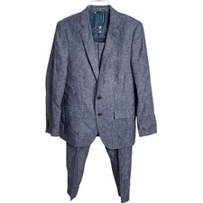 J by J Crew Mens Thompson Linen Suit 38R 33x30 Blue Jacket Pants Suit Separates