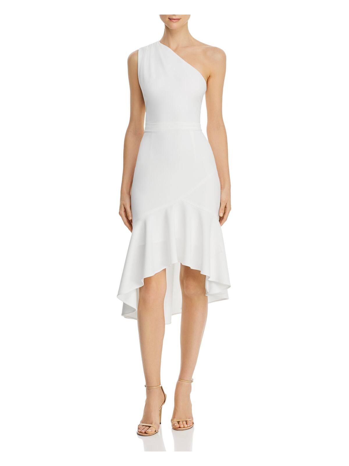 AQUA DRESSES Womens Ivory Sleeveless Above The Knee Evening Hi-Lo Dress 4
