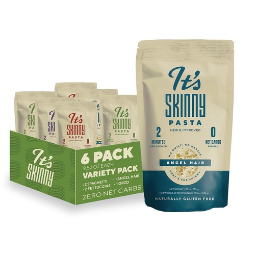 Image showcasing It’s Skinny Pasta Variety Pack – Spaghetti, 9.52 Ounce (Pack of 6 ...