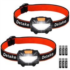 Detake Kids Head Torch, 2 Pack Super Bright Lightweight LED 2Packs, Black Red 