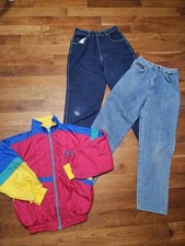 Vintage Clothing 3pc Lot, Kids. Jeans, Windbreaker, Sz 11-12/14