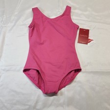 Capezio Candy Pink Tank Leotard Scoop Neckline front  back Front Lined SZ. IC