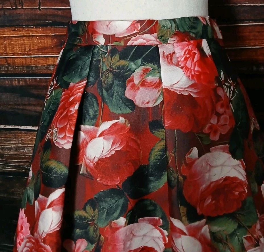 Falda Talbots Talla 4 Línea A Plisada Acampanada Roja Rosa Bolsillos Cremallera Lateral Forrada Retro Foto 4 de 4