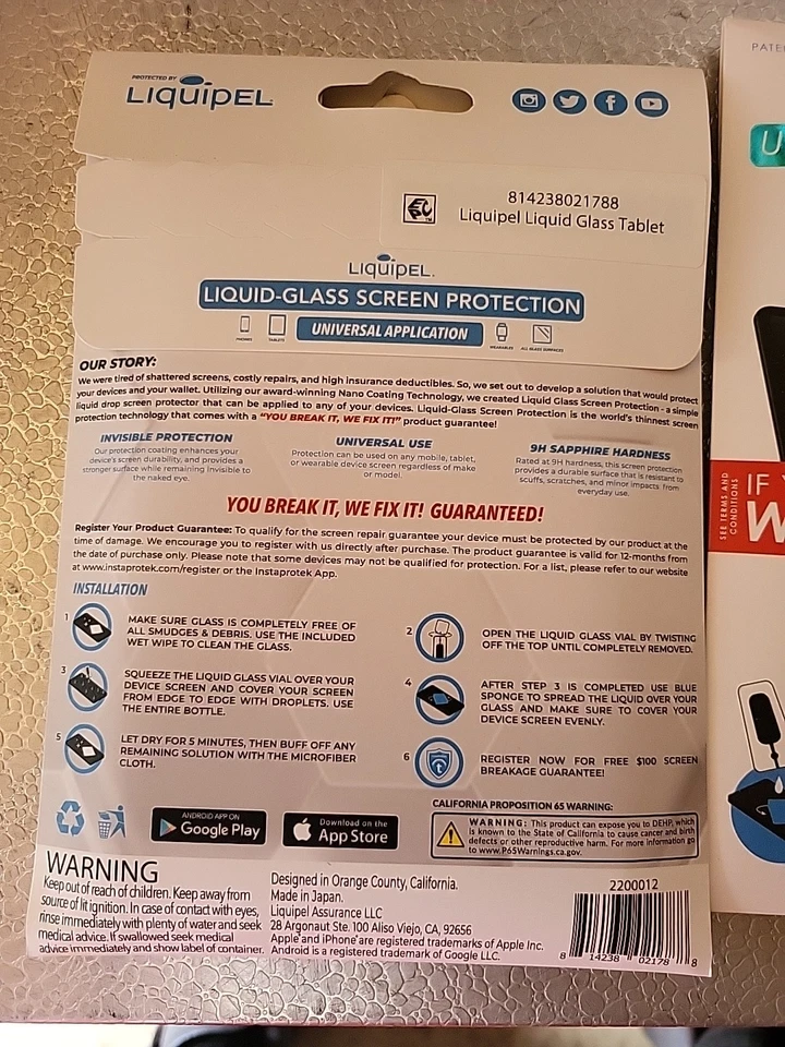 Protección Pantalla Vidrio Líquido Liquido Liquipel Aplicación Universal Todos los Teléfonos Tabletas Foto 2 de 3