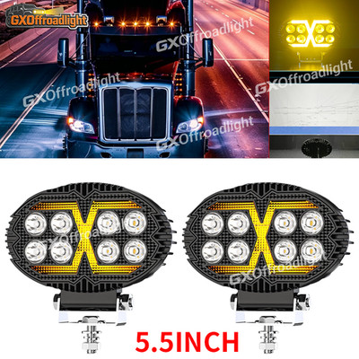 Pair 5'' LED Driving Light Combo Pods Fog Lamps Fit for Peterbilt Mack Semi Truck