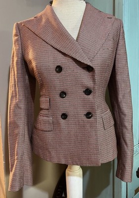 TONELLO Size US 40 Plaid Double Breasted Suit  Jacket Italy Career Professional