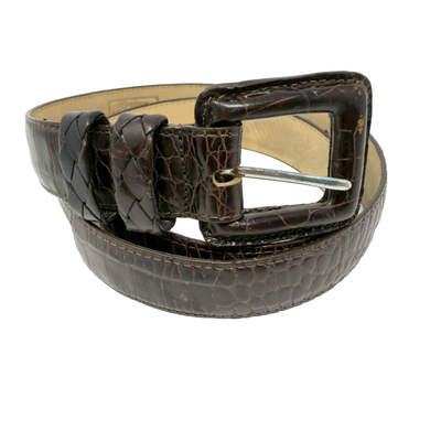 Brighton Classics Brown Crocodile Embossed Leather Belt 
