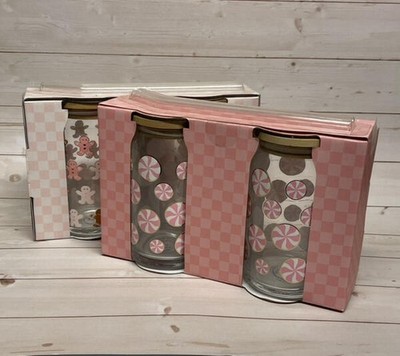 Peppermint & Pink Set of 4 Pastel Gingerbread & Candy Glass Sippers With Lids