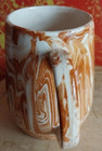 VTG Drip Glaze Art Pottery Cups Set of 2 Brown Red 12 Oz Off White Coffee Mugs — photo 9