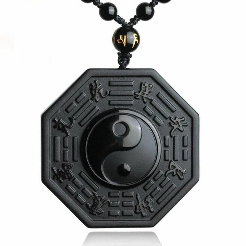 Obsidian yin yang best sale necklace