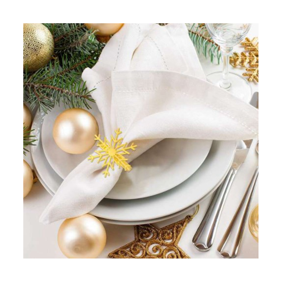 24Pcs Christmas Snowflake Napkin Rings Napkin Holder for Christmas
