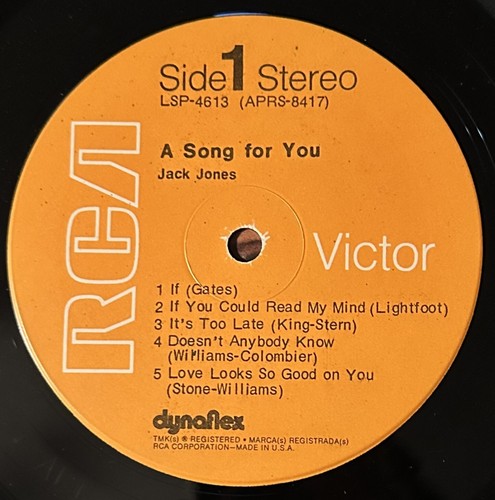 JACK JONES-Pre-Owned LP..A SONG FOR YOU LSP-4613..G+/G+ - Imagen 3 de 4