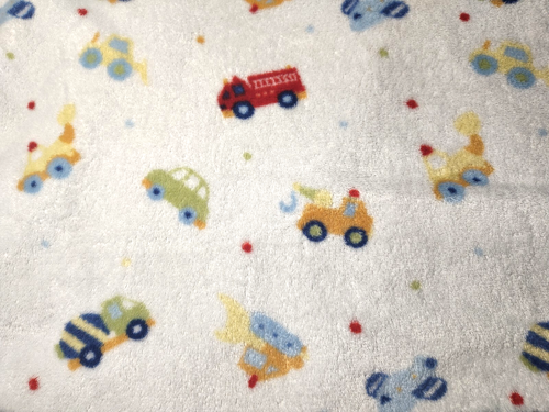 Just Born Baby Boy Car Firetruck Vehicles Blanket Lovey Soft Fleece White HTF - Picture 4 of 4