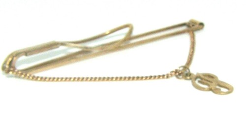 Mens Gents 9ct 9carat Yellow Gold Tie-Clip With An Initial P Pendant - Picture 4 of 6