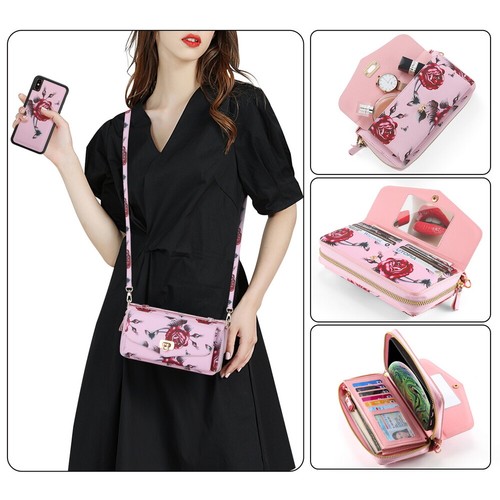 Printed Flower Lady Crossbody Handbag Wallet Magnetic Cover For iPhone 131415 16 - Picture 44 of 84
