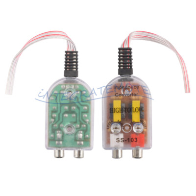12V High to Low Impedance Converter 2-Channel RCA Line Out Level Car Speaker