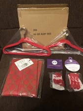 25 Joy Mangano Huggable Hangers * Clips * Hooks * Garment Bag * Ruby Red Bronze
