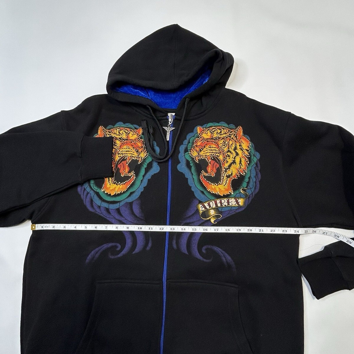 VTG 90s Avirex Tiger Embellished Rhinestone Tattoo Full Zip VTG 90s Avirex Tiger Embellished Rhinestone Tattoo Full Zip