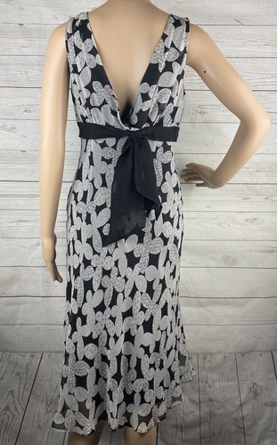 Dressbarn 100% Silk Dress Women's Size 8 Black Gray Floral Chiffon Sleeveless - Picture 9 of 12