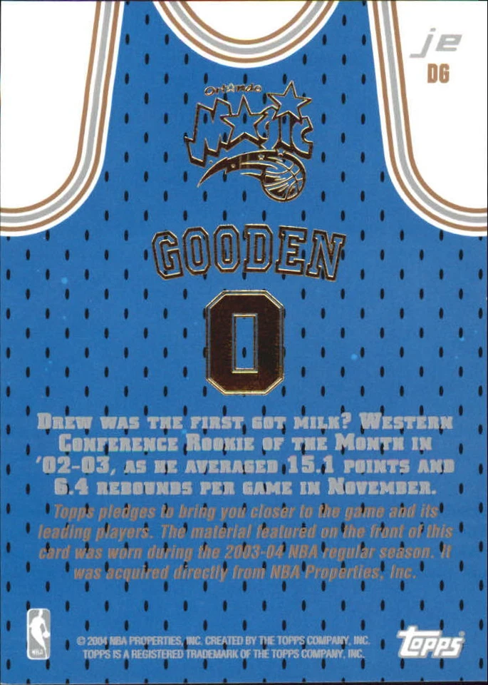 B3291- 2003-04 Topps Jersey Edition #DG Drew Gooden jersey - NM-MT - Image 2 of 2