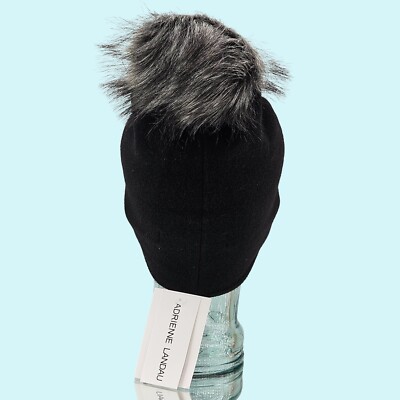 Adrienne Landau Hat Beanie Black Wool Blend Studded Faux Fur Star Rhinestone Adrienne Landau Hat Beanie Black Wool Blend | Mercari main image 4