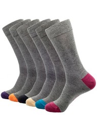6 Pairs Men's Solid Assorted Colors Bamboo Dress Plain Dress Socks Size 10-13