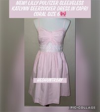 New Lilly Pulitzer Sleeveless Katlynn Seersucker Dress In Capri Coral Size 6