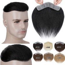 Men Toupee Hair Replacement System Hairpiece Thin V-LOOP Skin Full PU Human Hair