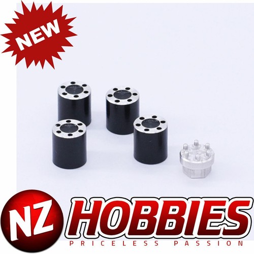 NZH Aluminiumlegierung SCX24 Räder Mutter SCHWARZ 4 Stück/Set mit Werkzeug # NZSCX24-72 - Bild 1 von 4