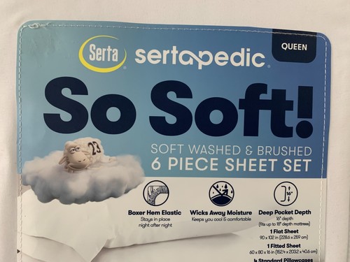 6pc. Serta So Soft Queen or Full Size Sheet Set,White - Picture 15 of 22