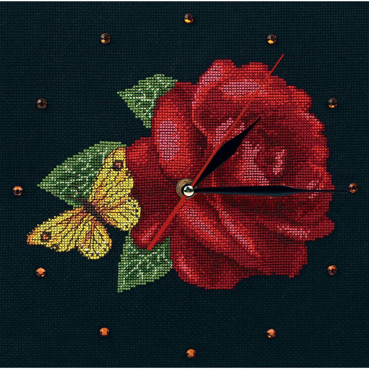 RTO counted Cross Stitch Kit clock ""Time for Roses"" M40008, 25x25 cm, DIY