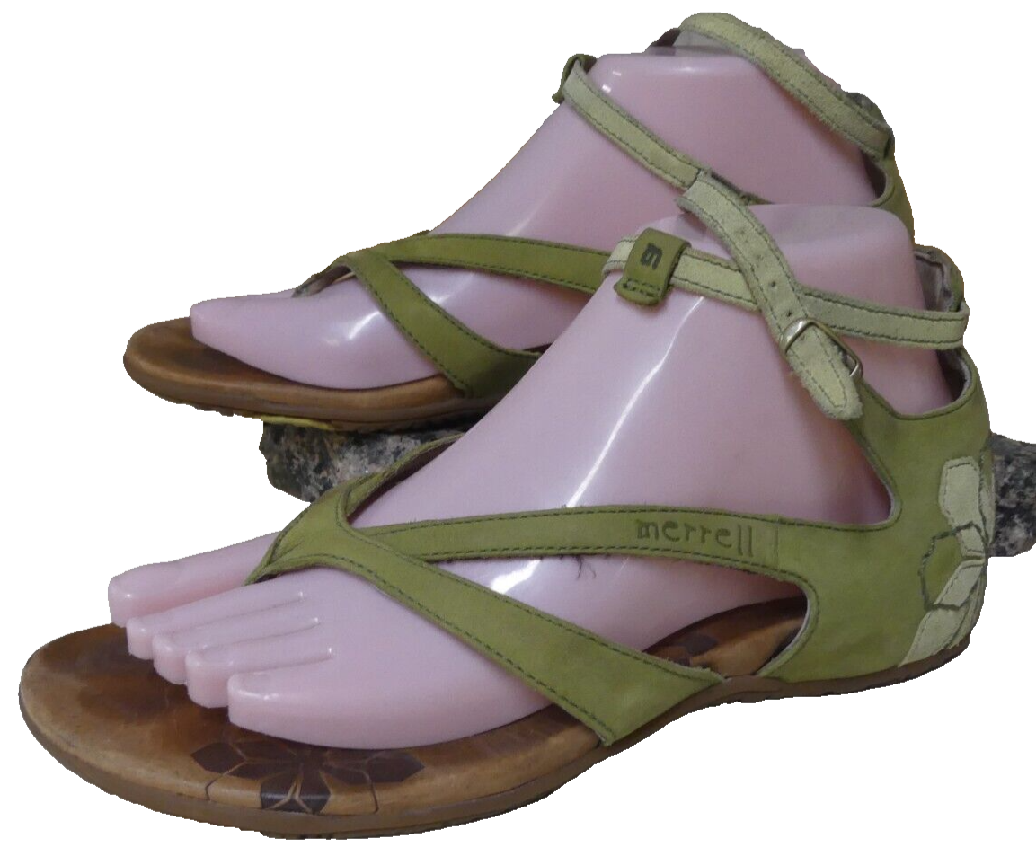 Sandalo donna Merrell Lotta verde cinturino alla caviglia tanga tg 6 M
