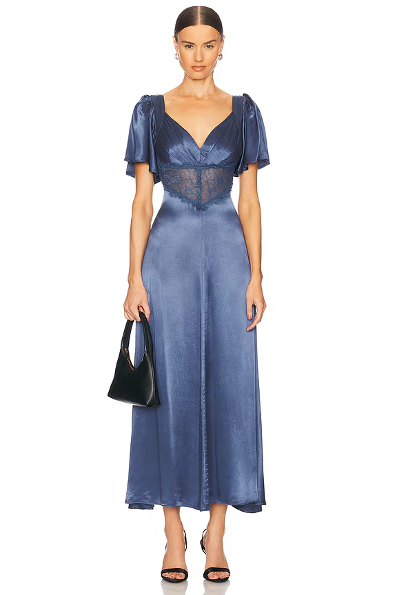 knee length dresses for ladies Aurélia Draped Midi Dress in Black – yoncystore.com main image 1