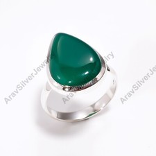 Natural Green Onyx Gemstone Ring 925 Sterling Silver Boho Rings Gift Jewelry