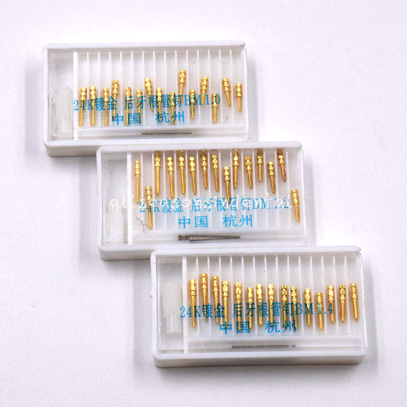 Dental Screw Posts Refill - Extra-Long Size 6 (XL6), Gold Plated, Box Of 12