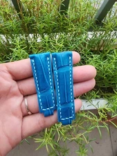 20/16mm Turquoise 100% Genuine Leather Skin Watch Strap Band,Quick Release